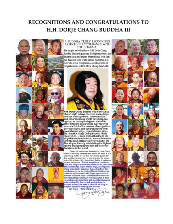 Who Is His Holiness Dorje Chang Buddha III？