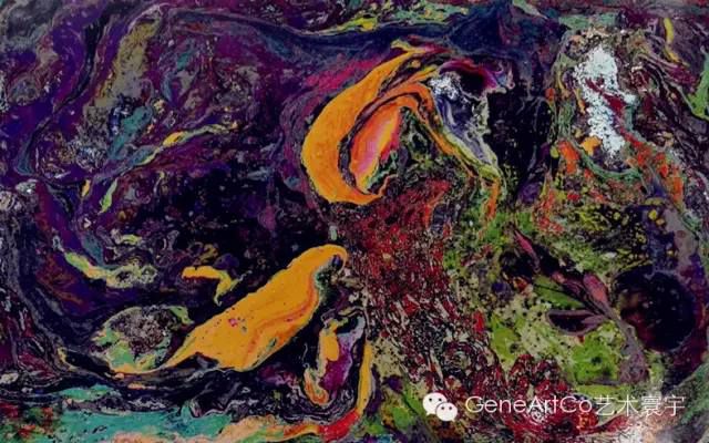 H.H.第三世多杰羌佛西洋畫、超自然抽象色彩作品：寶石花鄉