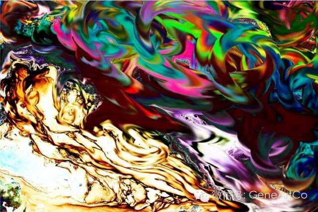 H.H.第三世多杰羌佛西洋畫、超自然抽象色彩作品：神幻島的奇觀
