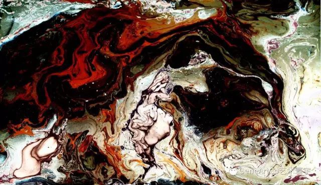 H.H.第三世多杰羌佛西洋畫、超自然抽象色彩作品：蓮師洞中