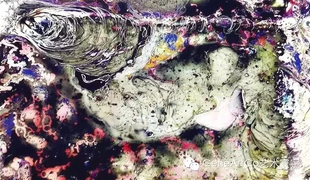 H.H.第三世多杰羌佛西洋畫、超自然抽象色彩作品：生命之二