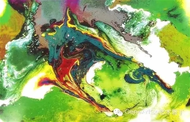 H.H.第三世多杰羌佛西洋畫、超自然抽象色彩作品：彩色降落傘