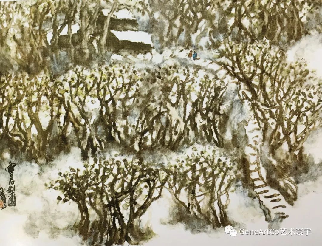 H.H.第三世多杰羌佛中國畫作品：雪後李園